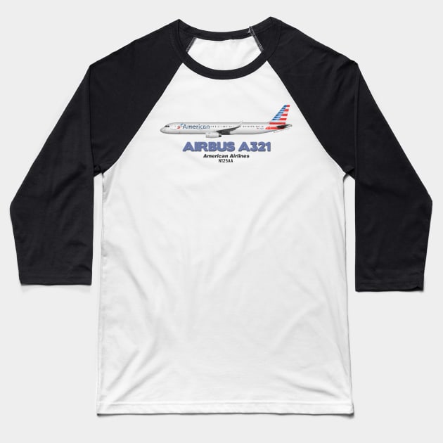 Airbus A321 - American Airlines Baseball T-Shirt by TheArtofFlying